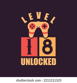 Level 18 Unlocked, 18th Birthday for Gamers