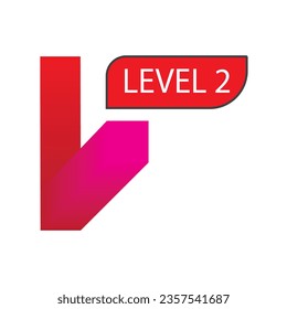 Level 2 background. Success to next level concept. Game label, award, rating. Level results. Flat design Vector Illustration on white background