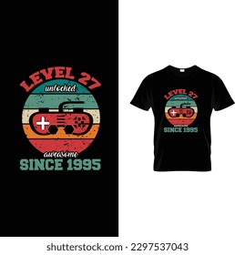 level 27 unlocked awesome since 1995 t-shirt design