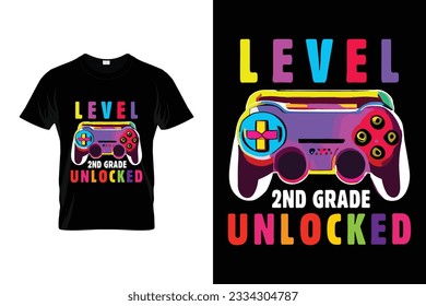 Level 2nd Grade Unlocked Back to school t shirt design vector Print Template. Welcome Back to School T-shirt Design My First Day of School Shirt.