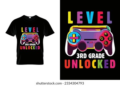 Level 3rd Grade Unlocked Back to school t shirt design vector Print Template. Welcome Back to School T-shirt Design My First Day of School Shirt.