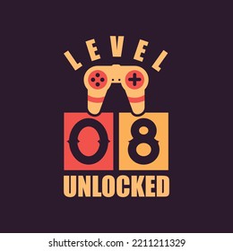 Level 8 Unlocked, 8th Birthday For Gamers