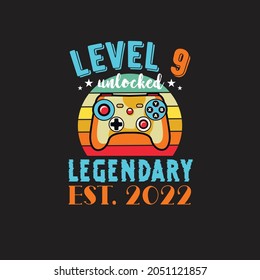 Level 9 unlocked Legendary gamer T-shirt, Gaming t-shirt.