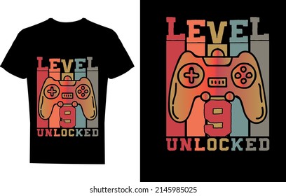 Level 9 unlocked t-shirt design, funny t-shirt design, funny gamer design