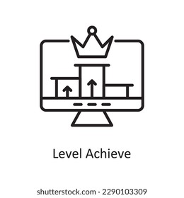 Level Achieve Vector Outline icon Design illustration. Gaming Symbol on White background EPS 10 File
