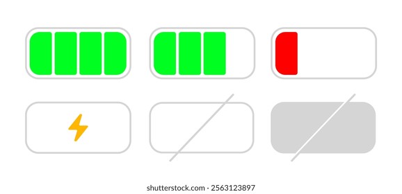 level  battery set icon Horizontal vector illustration