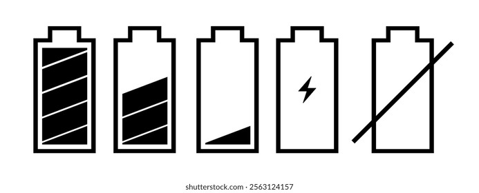 Level battery set icon Vertical vector illustration
