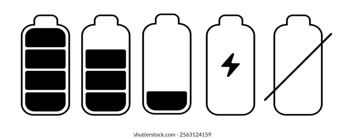 Level battery set icon Vertical vector illustration