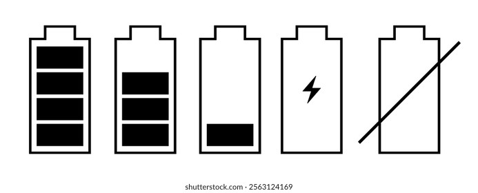 Level battery set icon Vertical vector illustration