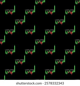 Level Breakout vector Candlestick Chart concept colored seamless pattern