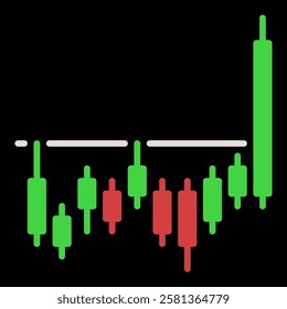 Level Breakout vector Candlestick Chart concept colored icon or sign