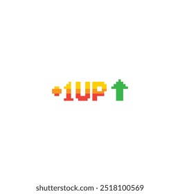 level up button 8 bit text level up Pixel art 8-bit for game you win