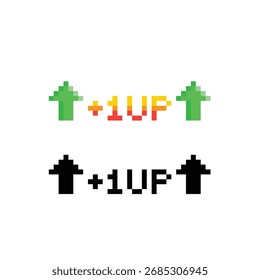 level up button 8 bit text level up Pixel art 8-bit for game you win