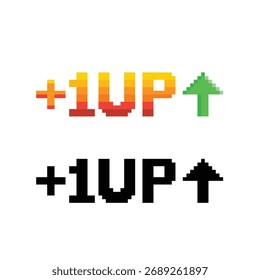 level up button 8 bit text level up Pixel art 8-bit for game you win