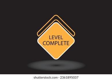 Nivel de fondo completado. Éxito en el concepto de siguiente nivel. Etiqueta de juego, premio, calificación. Resultados de nivel. Ilustración de vectores de diseño plano 