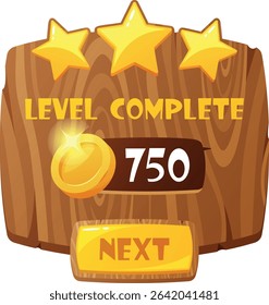 Level complete wooden board vector illustration