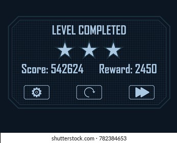 Level Completed Menu For Hi-tech Video Game