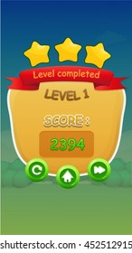 Level completed Pop Up Screen Game Asset Reskin