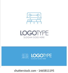 Level, Construction, Tool, Scale, Water Blue outLine Logo with place for tagline. Vector Icon Template background