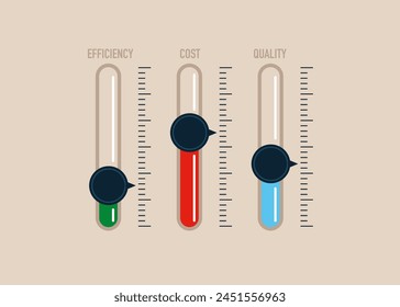 Level control и business cost optimization,  efficiency and quality. Modern vector illustration in flat style.