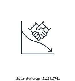 nivel de cooperación. Asociación para el deterioro. Icono lineal vectorial aislado en fondo blanco.