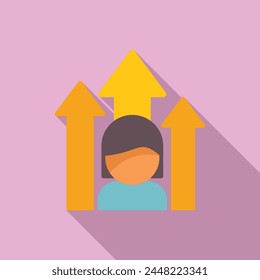 Level up coping skills icon flat vector. Health breath. Work education task person