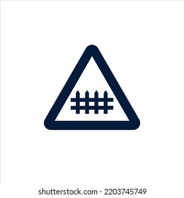 Level Crossing With Barrier Ahead Sign Icon Stock Illustration On White Background