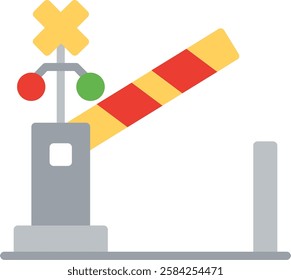 Level Crossing Flat Illustration Vector Design