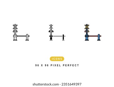 Icono de recorte de nivel. Ilustración del material de la caja de símbolos de seguridad de trenes. Iconos De Línea Vector Para Diseño Y Presentación Web De UI