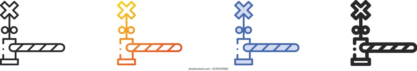 level crossing icon.Thin Linear, Gradient, Blue Stroke and bold Style Design Isolated On White Background
