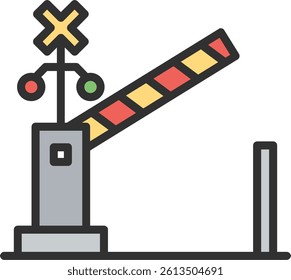 Level Crossing Outline Filled Style Icon