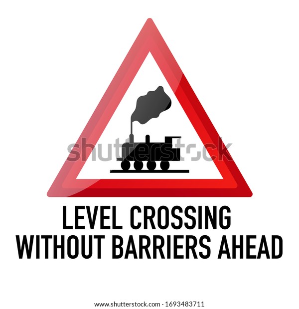 Level Crossing Without Barriers Ahead Information Stock Vector Royalty Free