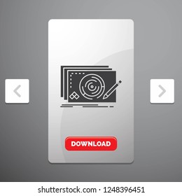 Level, design, new, complete, game Glyph Icon in Carousal Pagination Slider Design & Red Download Button