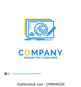 Level, design, new, complete, game Blue Yellow Business Logo template. Creative Design Template Place for Tagline.