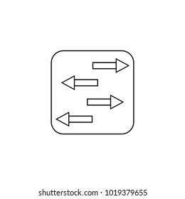 Level distribution. Hierarchy glyph rounded icon. Image style is a flat icon symbol inside a circle