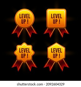 Level up emblem element game development vector