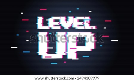 Level up fantastic computer background with glitch noise.