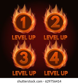 Level up Game bonus icons set. Vector illustration.