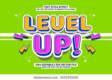 Level Up Game Editable text Effect 3D Cartoon style