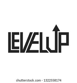 Level up game phrase concept template for t-shirt outline style