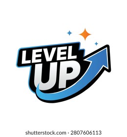 Level Up Gaming Typography T Shirt Design with Upward Arrow Modern Motivational Graphic Illustration