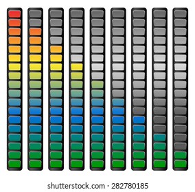 Level or generic progress indicators with units. Vector.