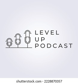 level up graph chart podcast talk logo vector illustration design