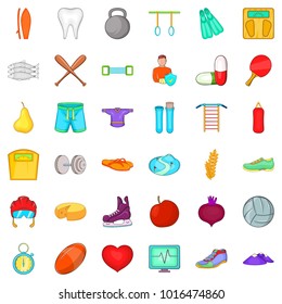 Level of health icons set. Cartoon set of 36 level of health vector icons for web isolated on white background