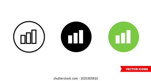 Level icon of 3 types: color, black and white, outline. Isolated vector sign symbol.