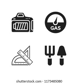 level icon. 4 level vector icons set. tools, measuring tools and full battery icons for web and design about level theme