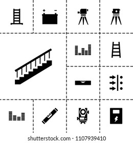 Level icon. collection of 13 level filled icons such as ladder, theodolite, equalizer, battery, atom move. editable level icons for web and mobile.