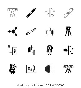 Level icon. collection of 16 level filled and outline icons such as theodolite, stairs, control panel, atom move, panel control. editable level icons for web and mobile.