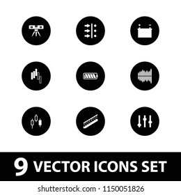 Level icon. collection of 9 level filled icons such as adjust, equalizer, battery, control panel, atom move. editable level icons for web and mobile.
