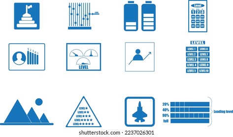 Level icon, different level symbol set blue vector